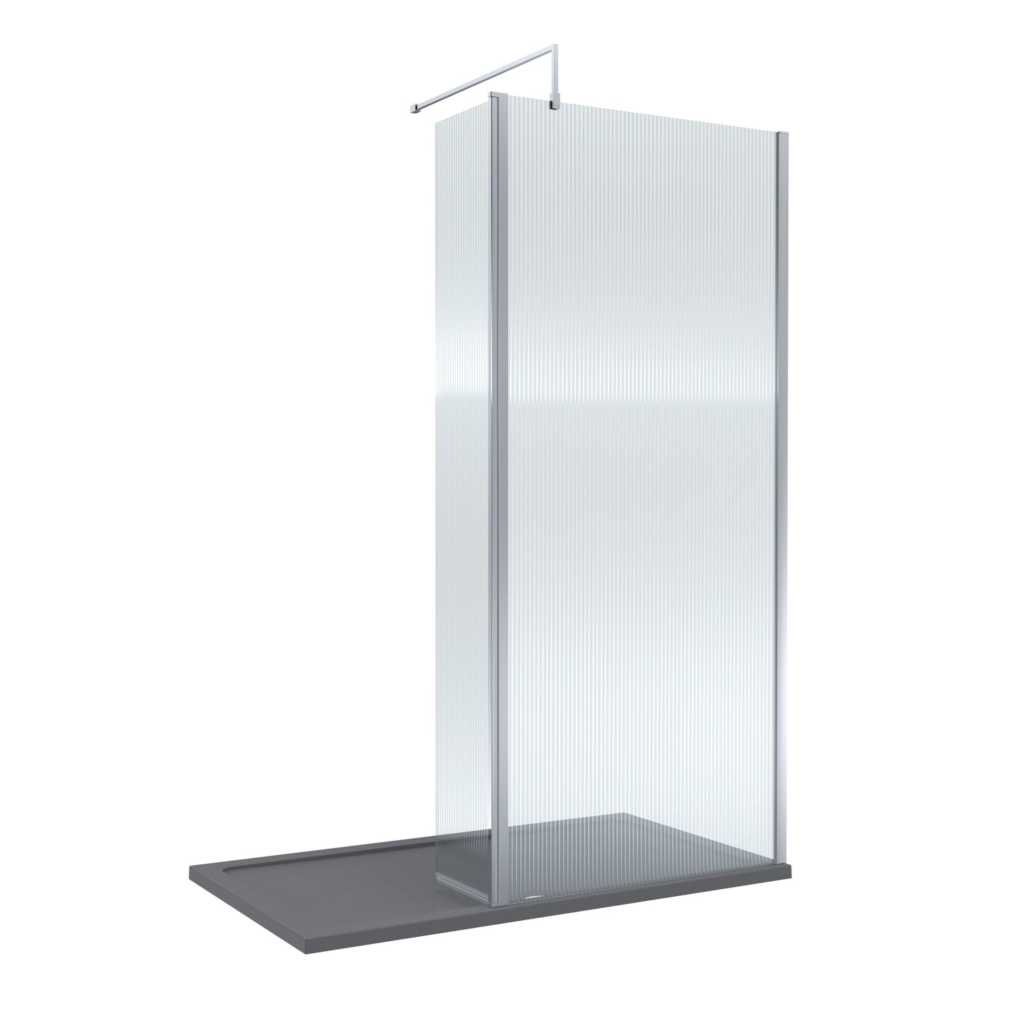 Nuie 900mm Framed Fluted Walk-In Wetroom Return Screen With Slate Grey Tray
