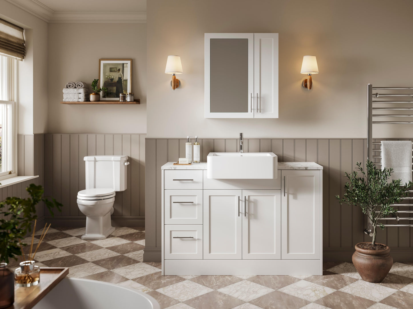 Nuie Lux Fable 300mm 3 Drawer Matt White Floor Standing Cabinet