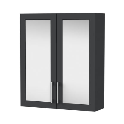 Nuie Lux Fable 600mm 2 Door Soft Black Wall Hung 50/50 Cabinet