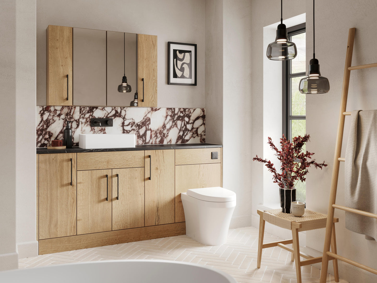 Nuie Lux Fable 300mm 1 Door Autumn Oak Floor Standing Base Unit