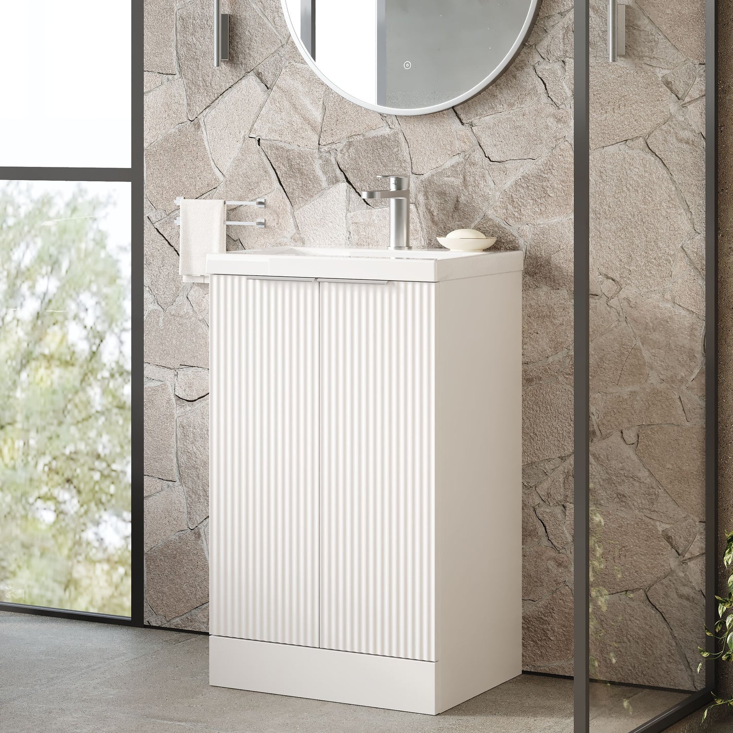 Fluted 500mm Floor Standing 2-Door Unit