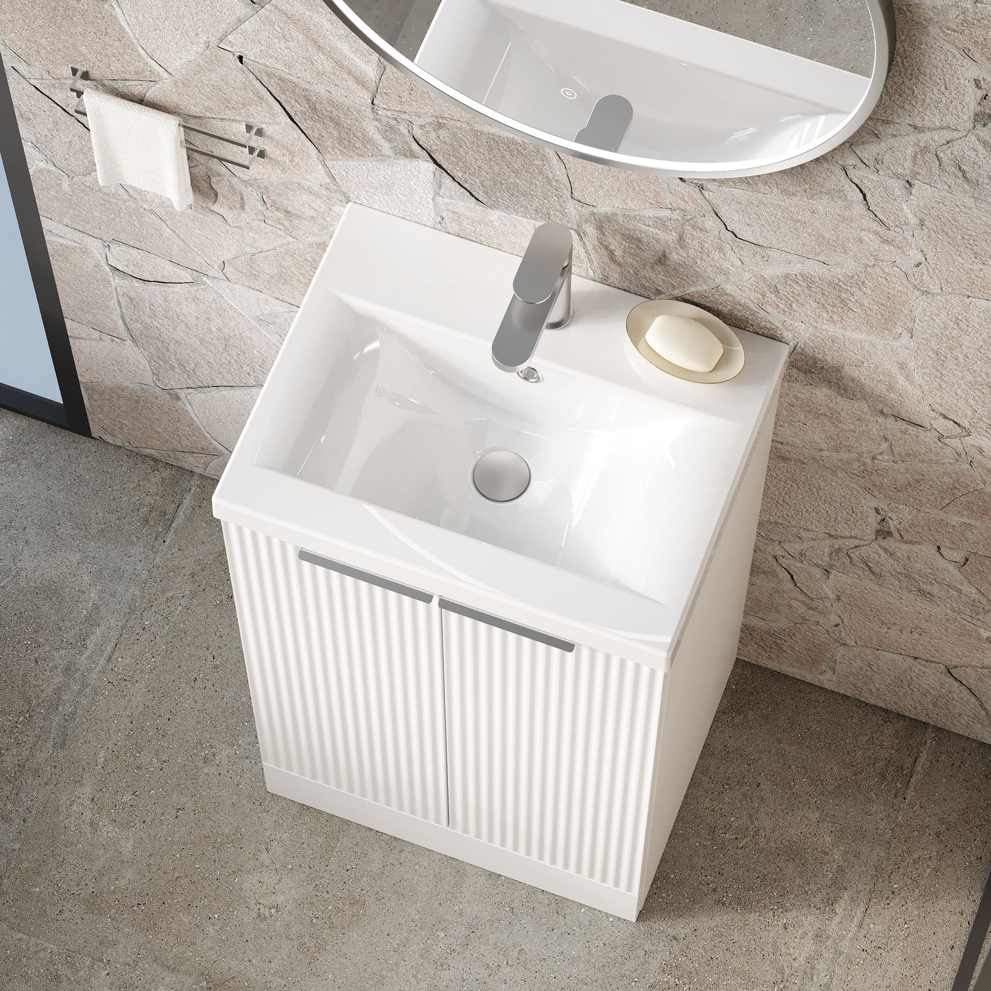 Fluted 500mm Floor Standing 2-Door Unit