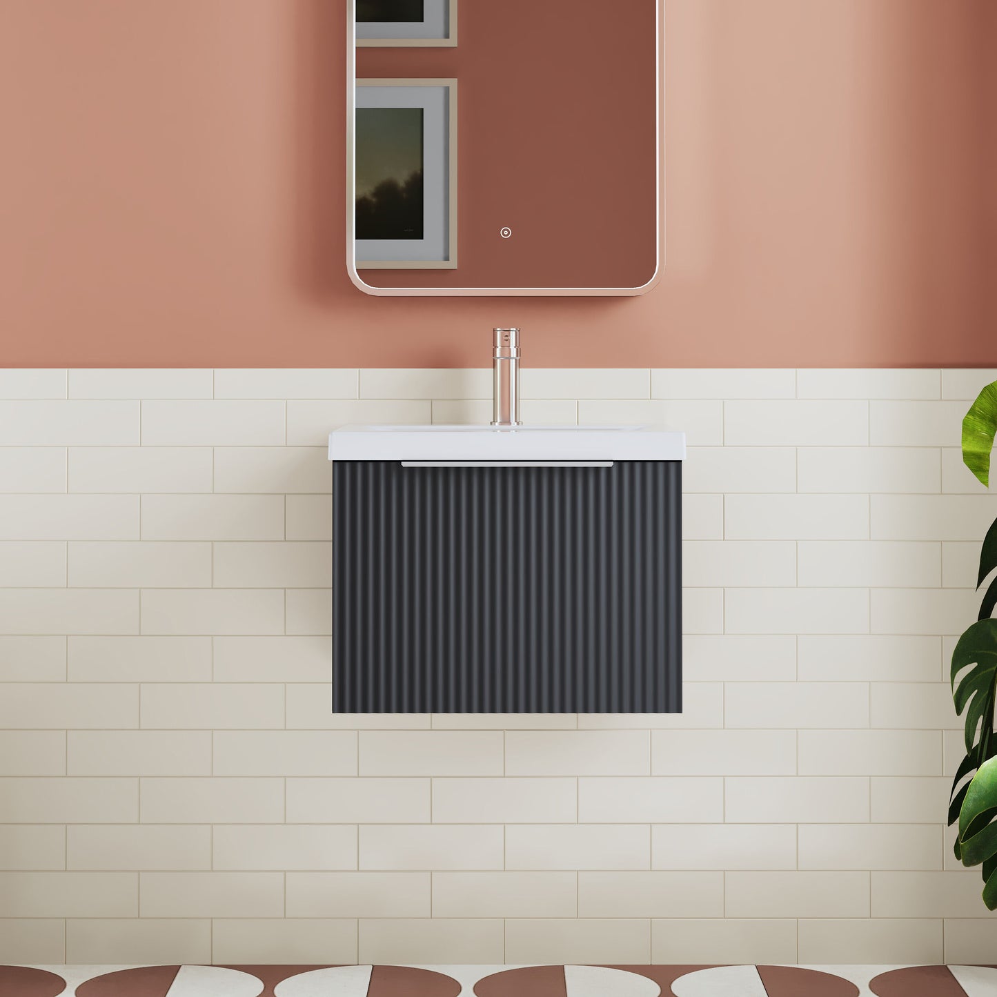 Fluted 500mm Wall Hung Single Drawer Unit