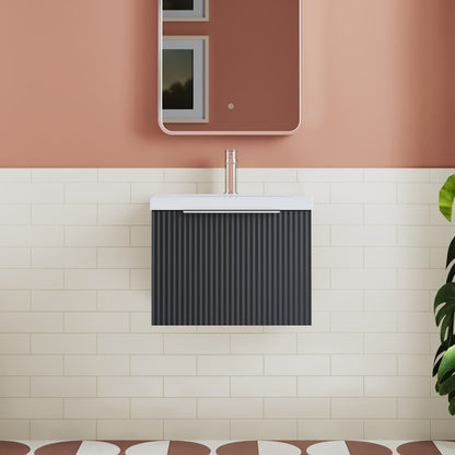 Fluted 500mm Wall Hung Single Drawer Unit