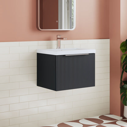 Fluted 500mm Wall Hung Single Drawer Unit