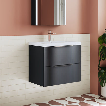 Fluted 600mm Wall Hung 2-Drawer Unit
