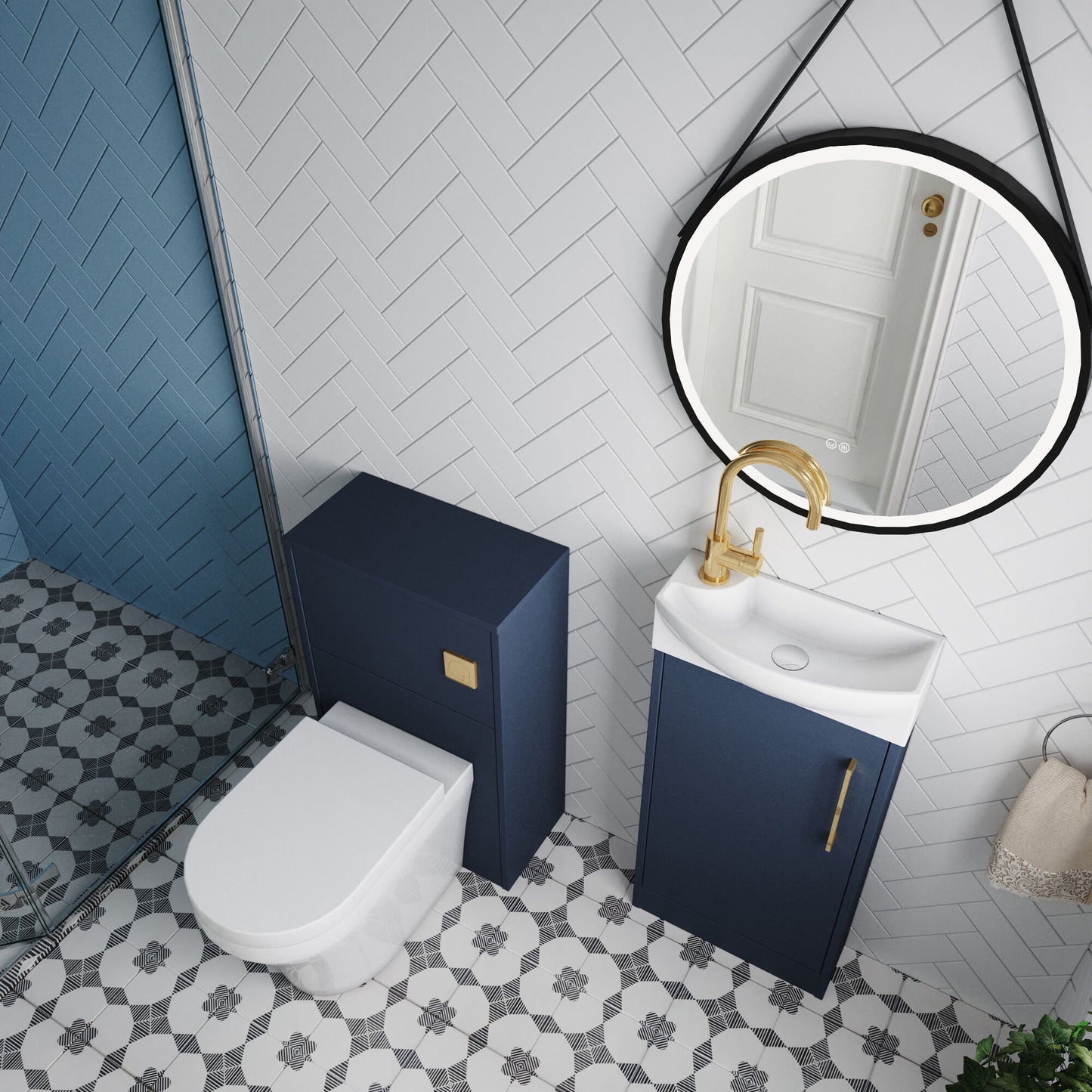 Nuie 440mm Floor Standing Cloakroom Vanity Unit with Toilet, Soft Close Seat, Tap, Cistern & Flush Plate