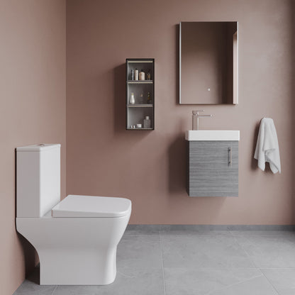 Nuie Wall Hung 400mm Vanity Unit Toilet & Tap Set with Soft Close Seat & Waste