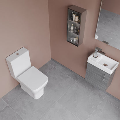 Nuie Wall Hung 400mm Vanity Unit Toilet & Tap Set with Soft Close Seat & Waste