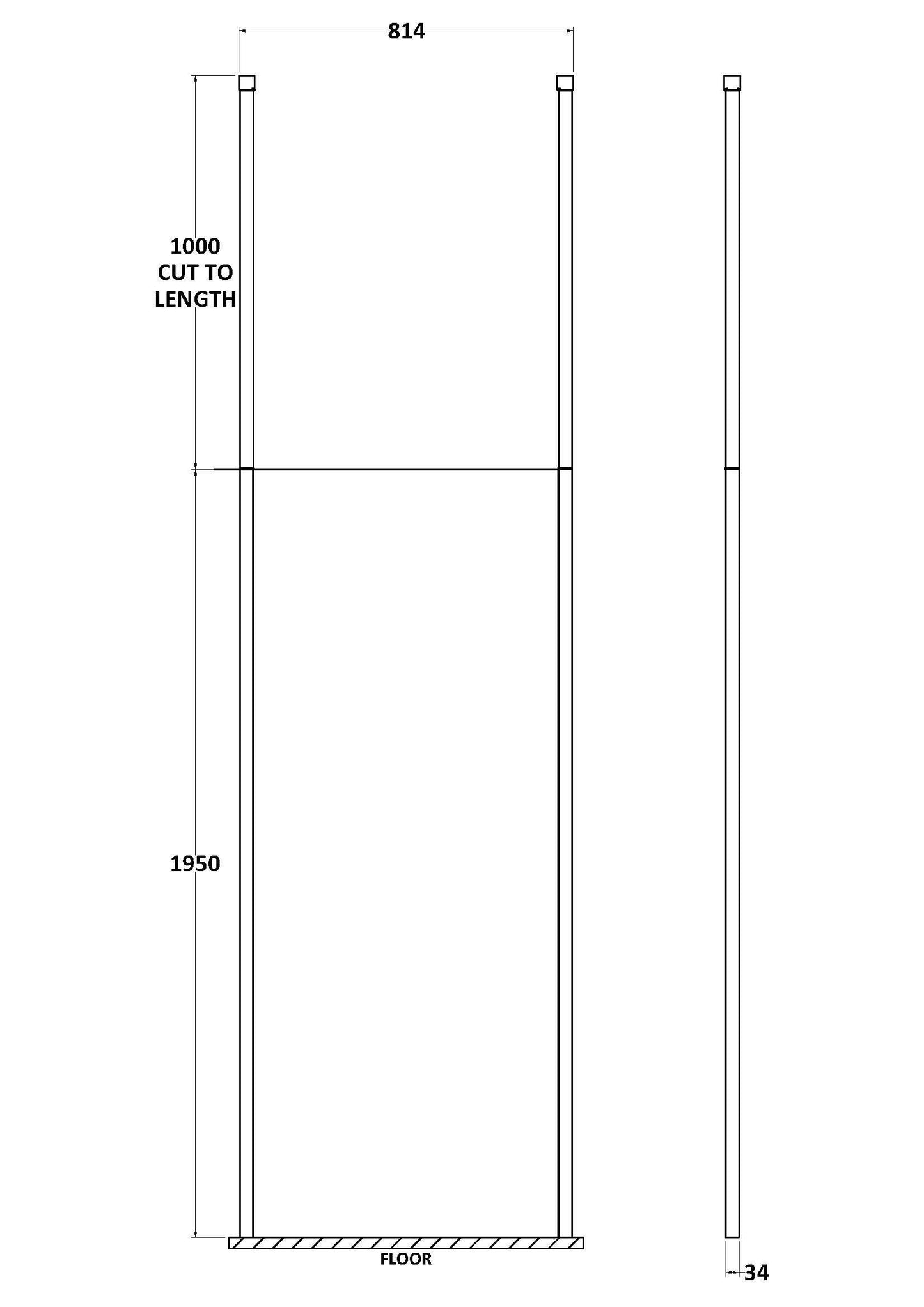 Hudson Reed 798mm Framed Chrome Wetroom Screen With Ceiling Posts