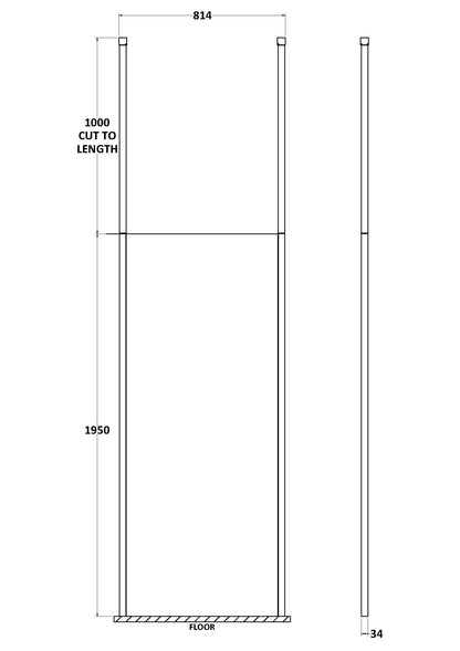 Hudson Reed 798mm Framed Chrome Wetroom Screen With Ceiling Posts