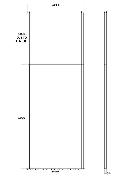 Hudson Reed 998mm Framed Chrome Wetroom Screen With Ceiling Posts