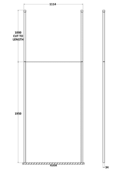 Hudson Reed 1100mm Framed Chrome Wetroom Screen With Ceiling Posts