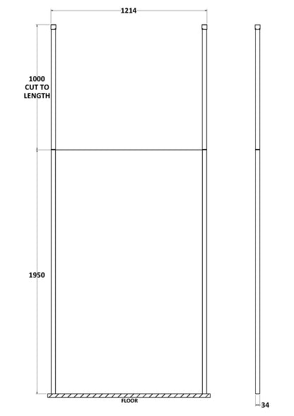 Hudson Reed 1198mm Framed Chrome Wetroom Screen With Ceiling Posts