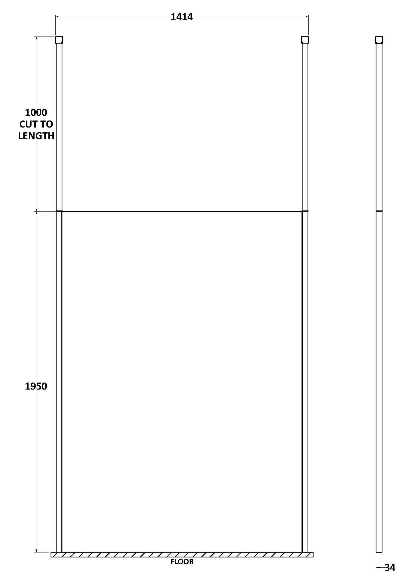 Hudson Reed 1398mm Framed Chrome Wetroom Screen With Ceiling Posts
