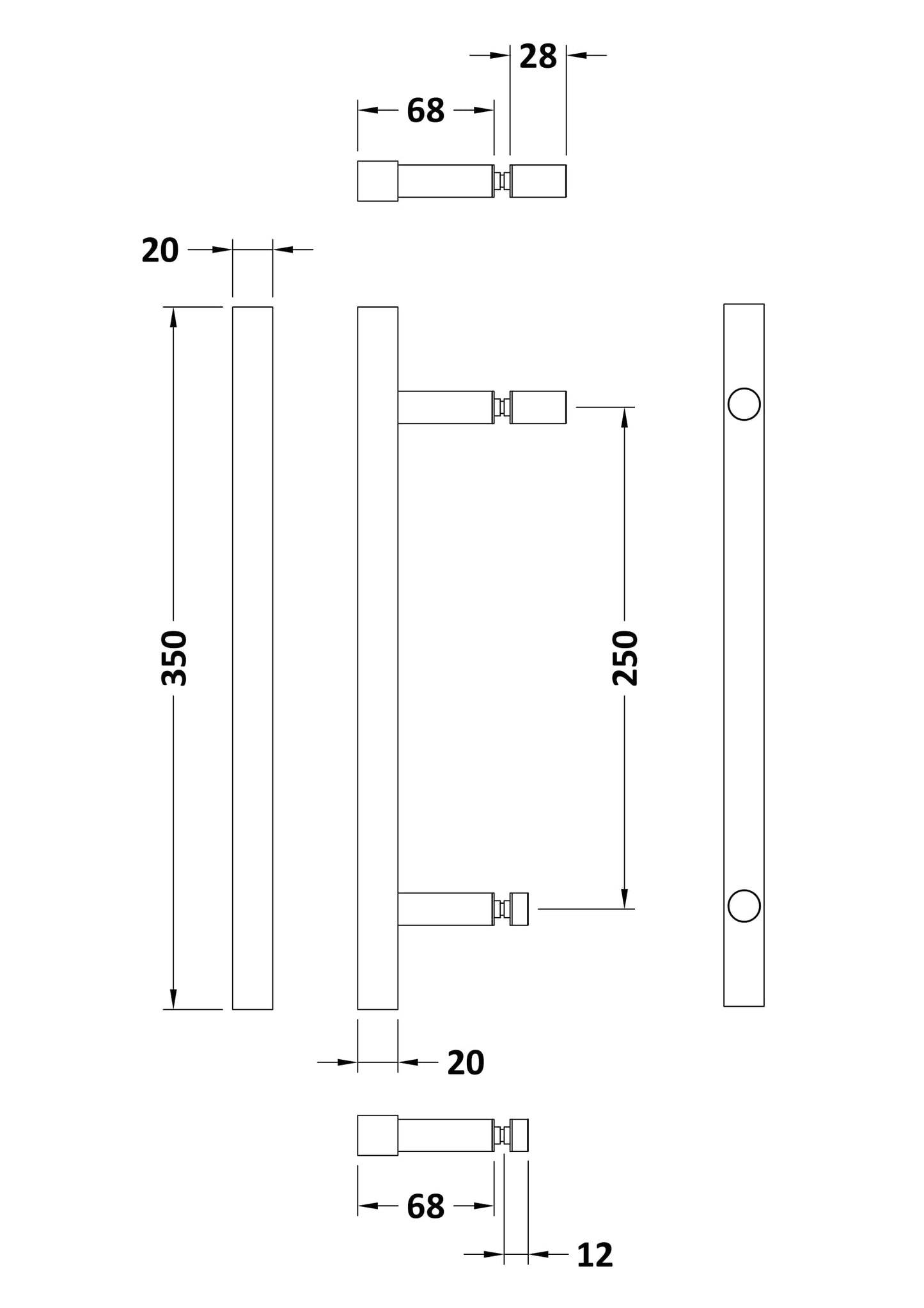 Hudson Reed Matrix Chrome Handle Sub Assembly