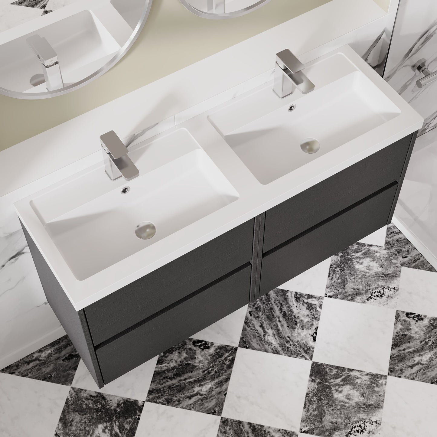 Nuie Havana 1200mm Wall Hung 4 Drawer Vanity Unit with Double Basin