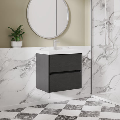 Nuie Havana 600mm Wall Hung 2 Drawer Vanity Unit & Basin