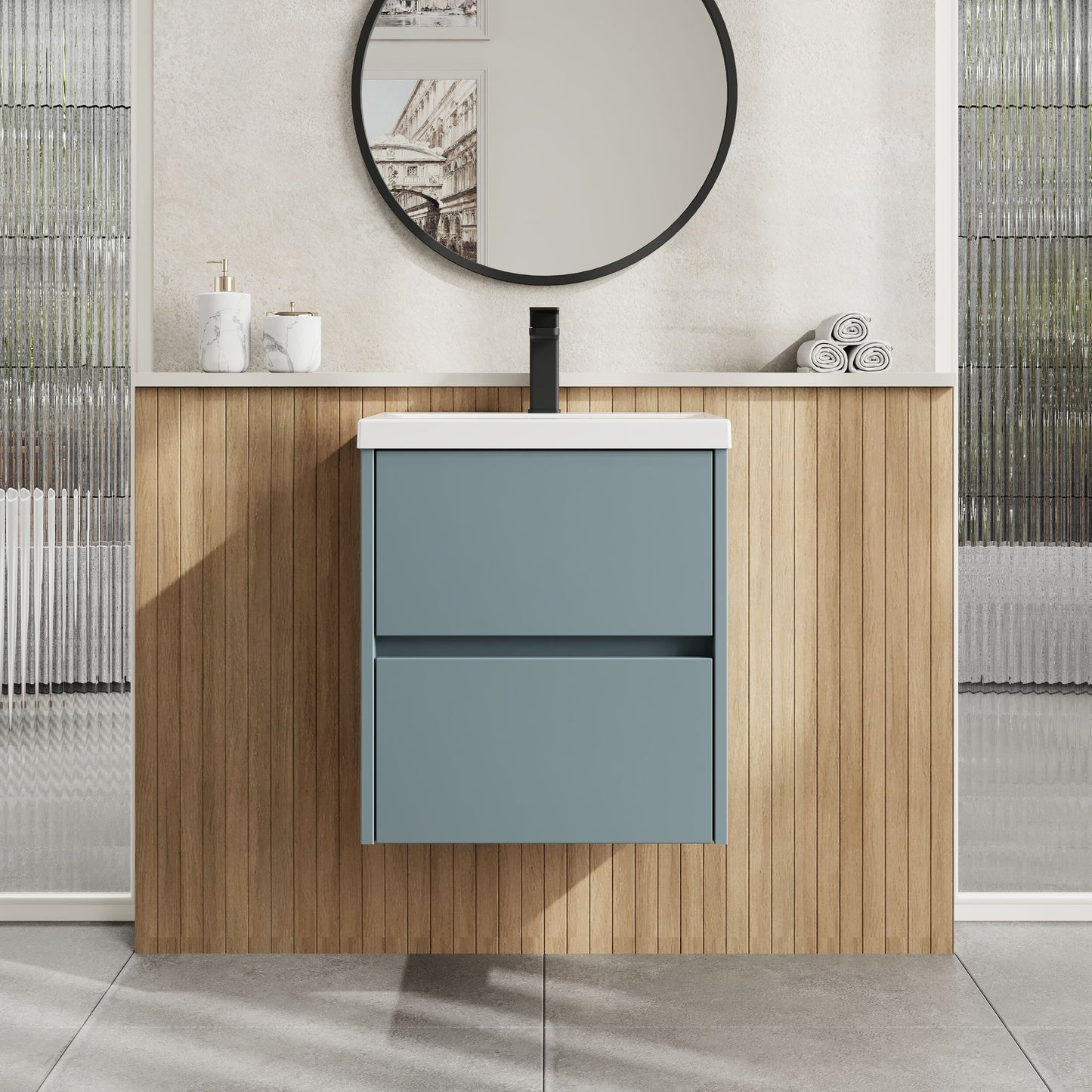Nuie Havana 500mm Coastal Grey Wall Hung Vanity Unit with Basin