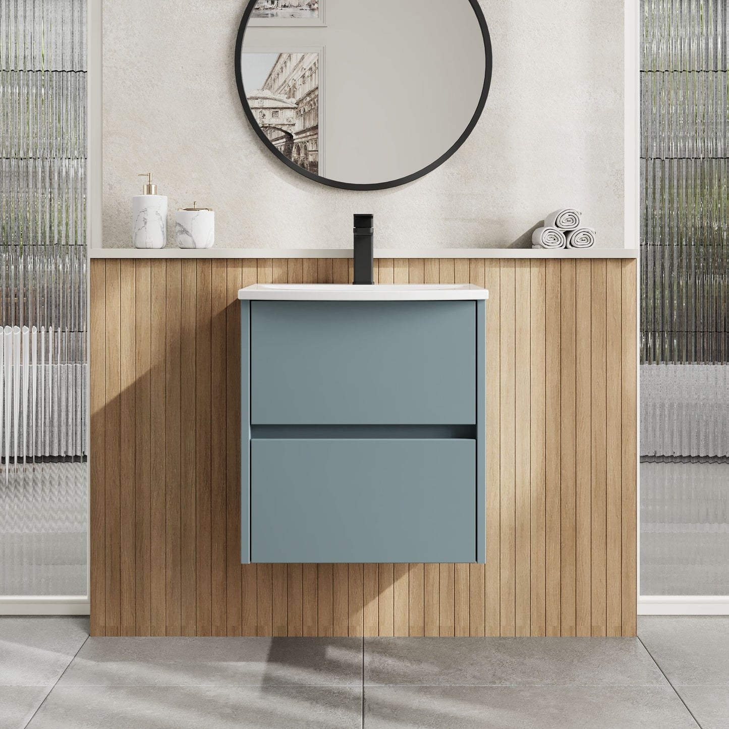 Nuie Havana 500mm Wall Hung 2 Drawer Vanity Unit with Basin