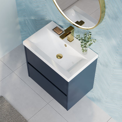 Nuie Havana 600mm Midnight Blue Wall Hung 2-Drawer Unit & Basin