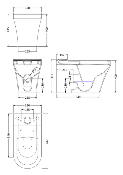 Heacham Back To Wall Close Coupled Pan