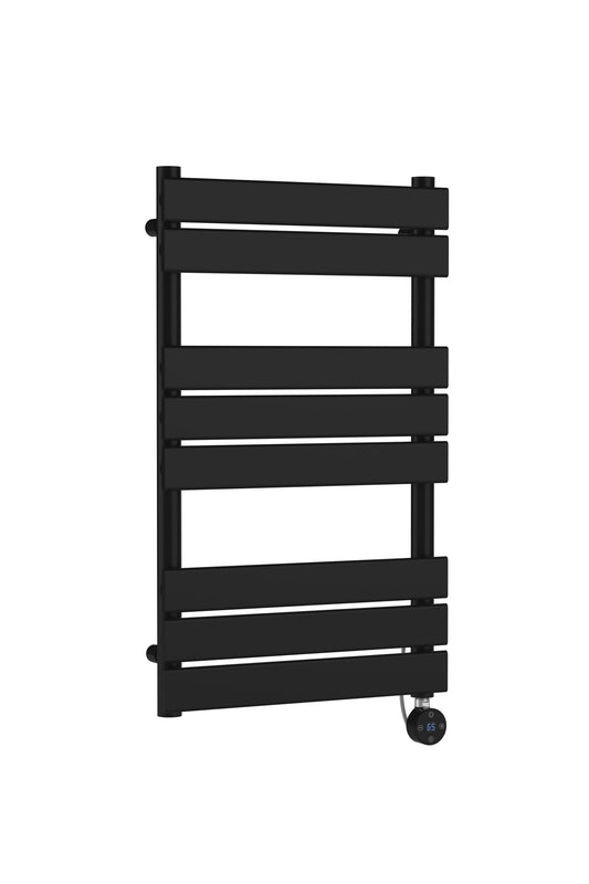 Hudson Reed 840mm x 500mm Matt Black Vertical Flat Electric Towel Rail