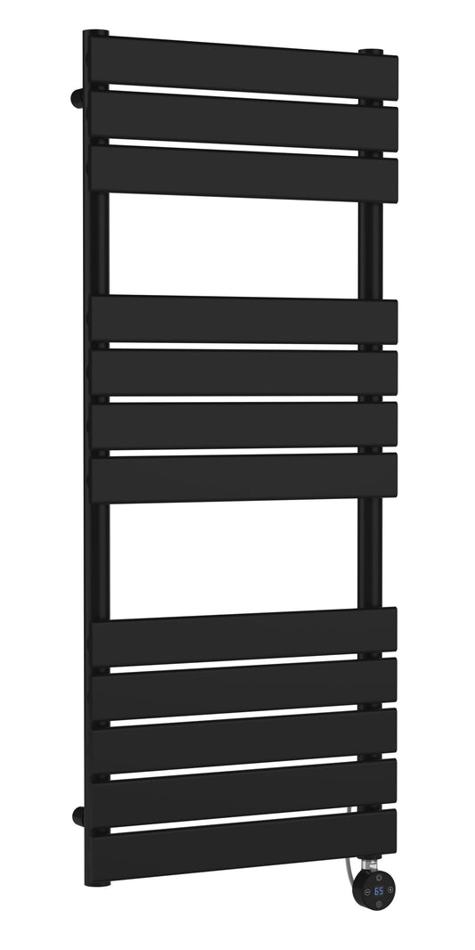 Hudson Reed 1213mm x 500mm Matt Black Vertical Flat Electric Towel Rail
