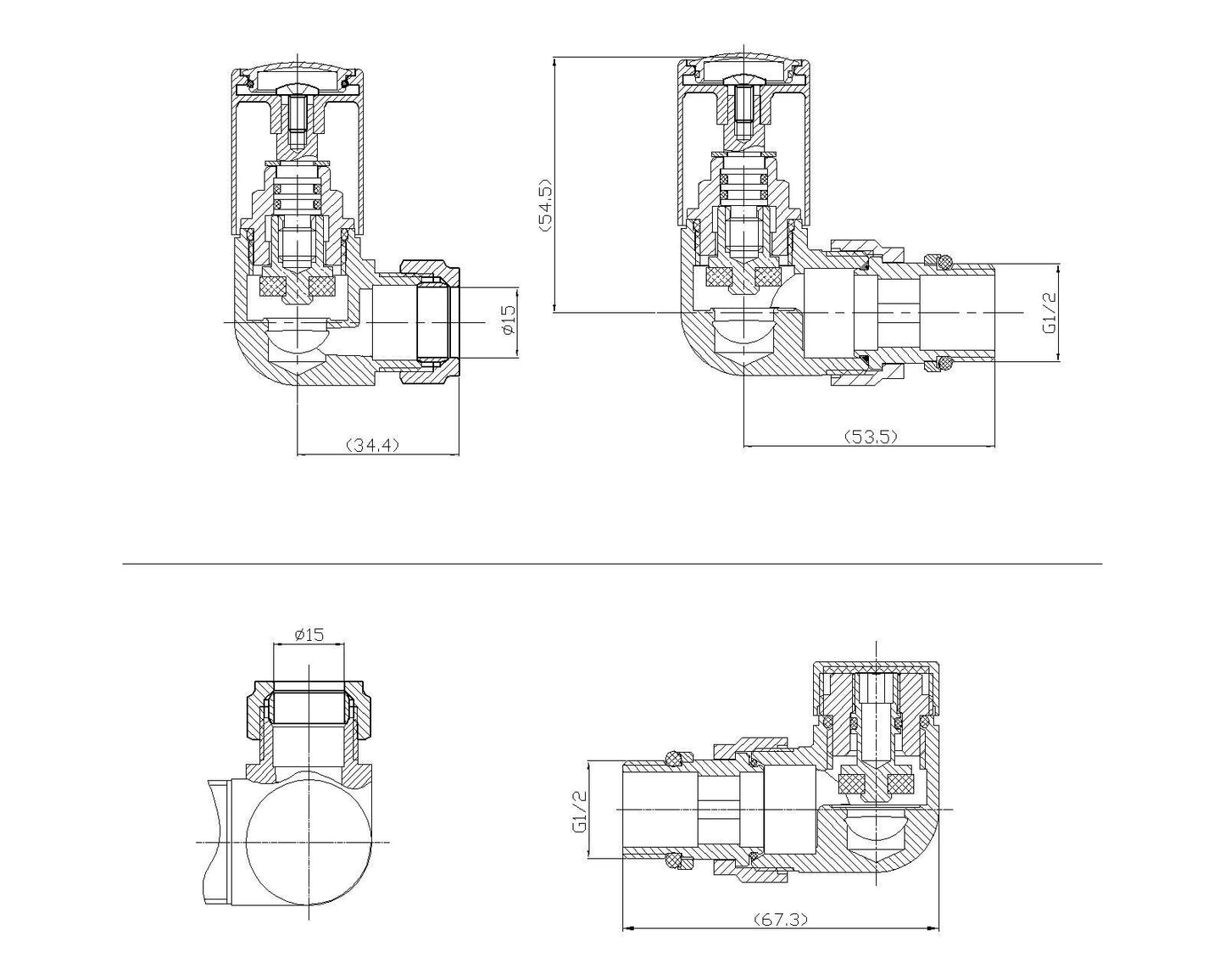 Nuie Chrome Corner Dual Fuel Radiator Valve Pack Pack (Pairs)
