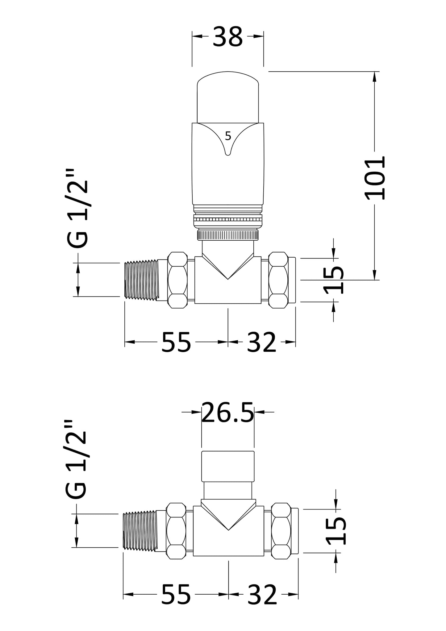 Nuie Chrome Straight Thermostatic Radiator Valve Pack