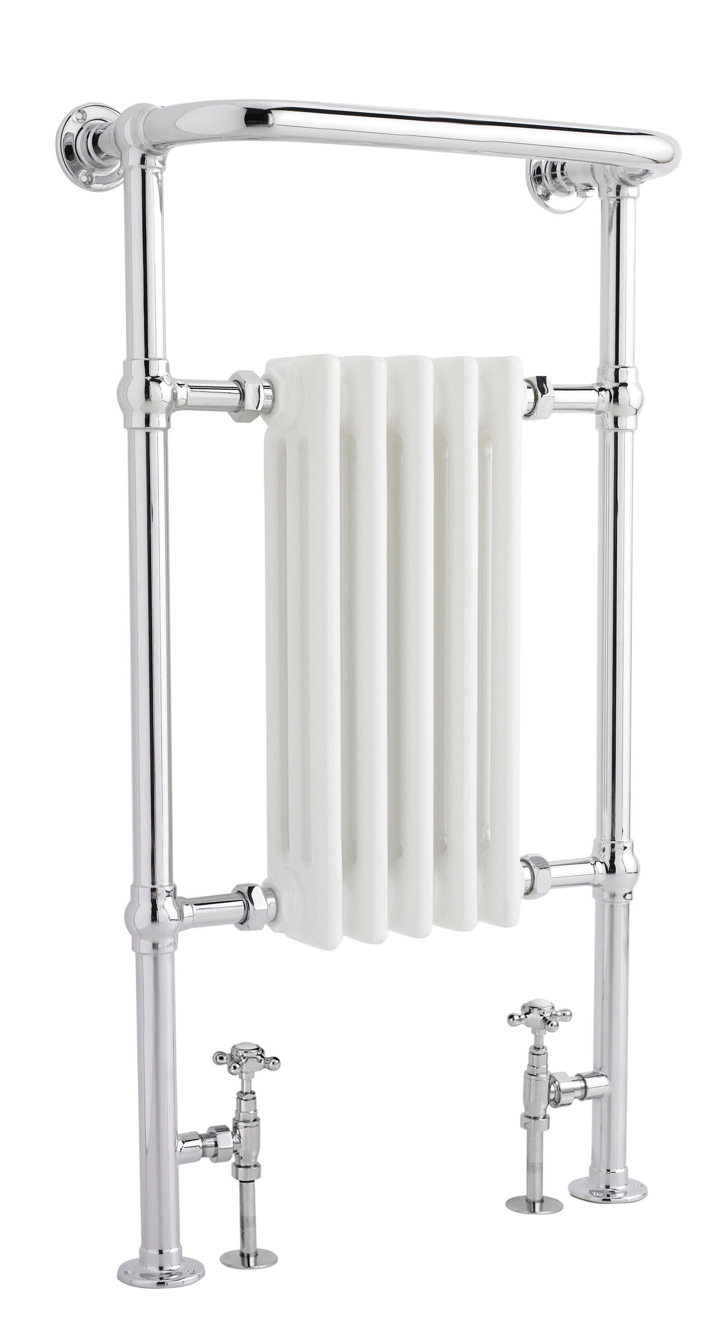 Hudson Reed Harrow 965mm x 538mm Chrome White Vertical Traditional Column Radiator