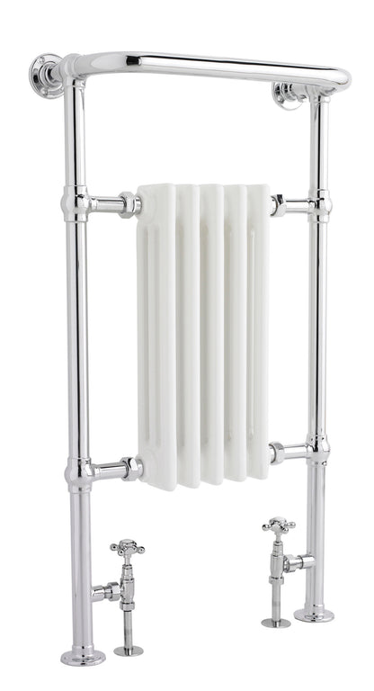 Hudson Reed Harrow 965mm x 538mm Chrome White Vertical Traditional Column Radiator