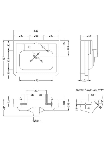 Hunton 640mm Basin 2TH