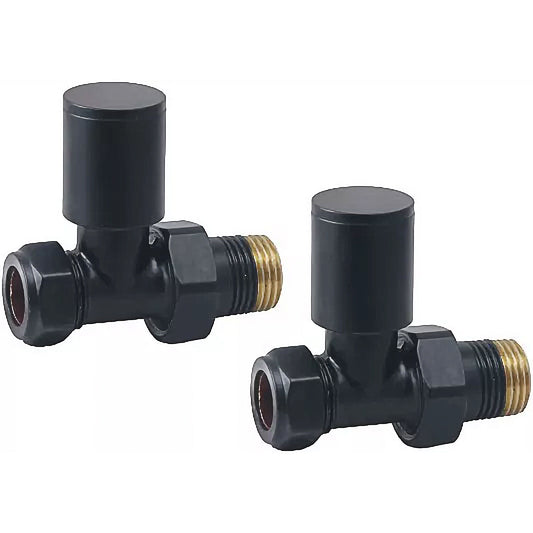 Nuie Choice Black Straight Radiator Valves