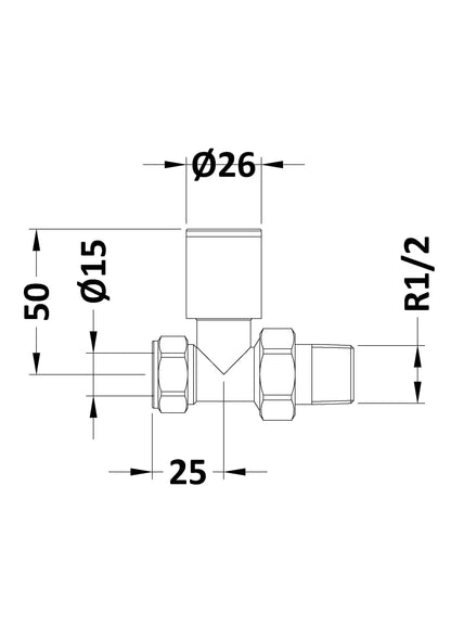 Nuie Choice Black Straight Radiator Valves
