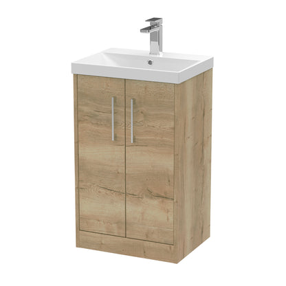 Hudson Reed Juno 500mm Autumn Oak Floor Standing Vanity Unit With Basin
