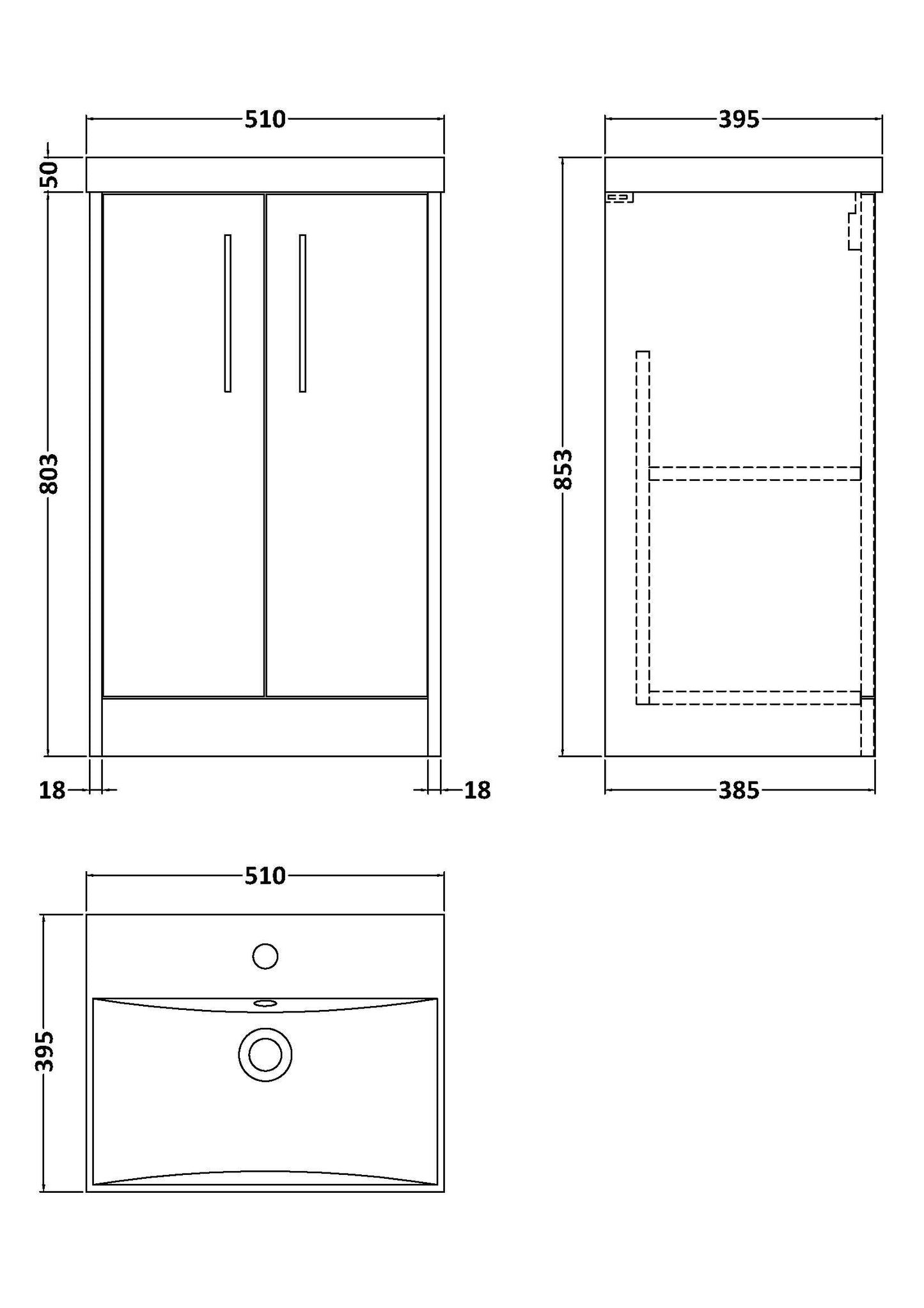 Hudson Reed Juno 500mm Autumn Oak Floor Standing Vanity Unit With Basin