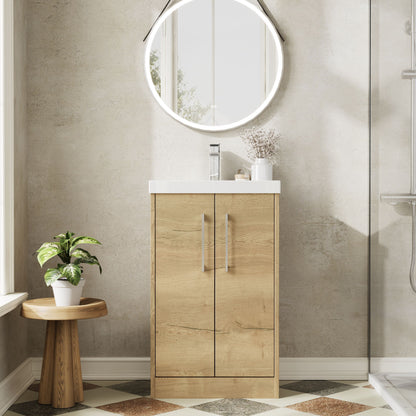 Hudson Reed Juno 500mm Autumn Oak Floor Standing Vanity Unit With Basin
