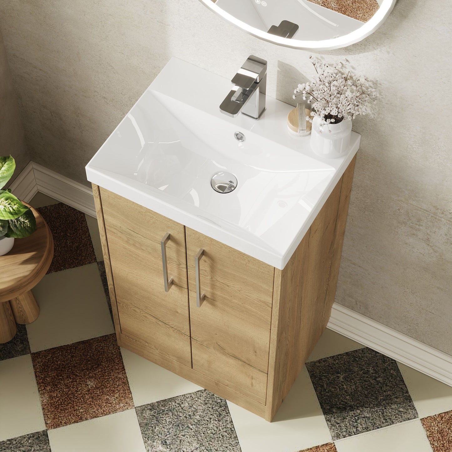 Hudson Reed Juno 500mm Autumn Oak Floor Standing Vanity Unit With Basin
