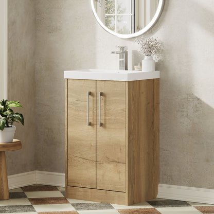 Hudson Reed Juno 500mm Autumn Oak Floor Standing Vanity Unit With Basin