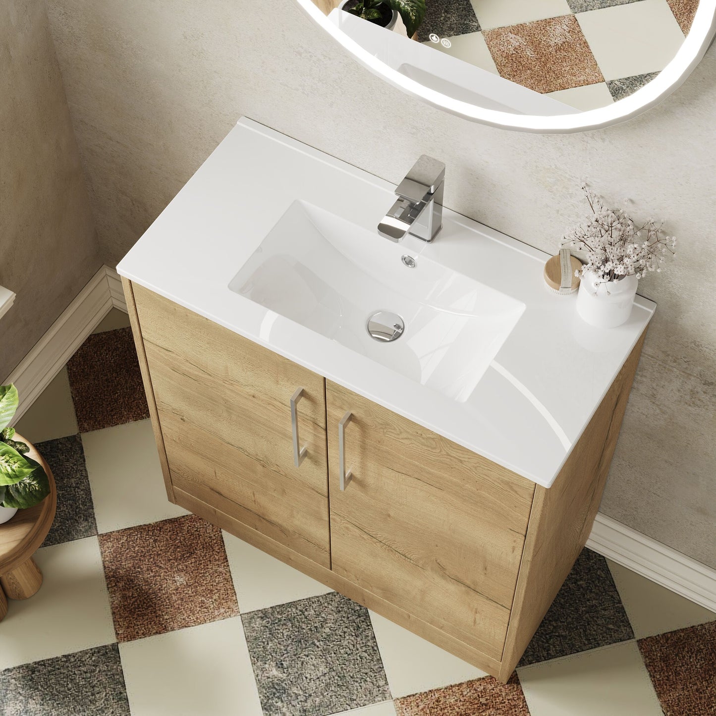 Hudson Reed Juno 800mm 2-Door Floor Standing Vanity Unit with 1 Tap Hole Basin