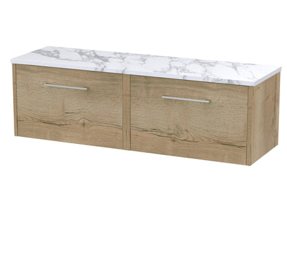 Hudson Reed Juno 1200mm Wall Hung 2-Drawer Vanity Unit With Laminate Worktop & Handles