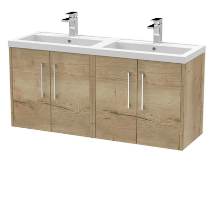 Hudson Reed Juno 1200mm Wall Hung 4-Door Vanity Unit with Double Basin