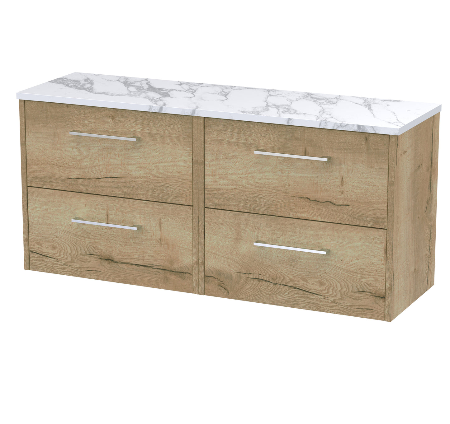 Hudson Reed Juno 1200mm Wall Hung 4-Drawer Vanity Unit With Laminate Worktop & Handles