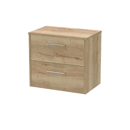 Hudson Reed Juno 600mm Wall Hung 2-Drawer Vanity Unit Including Worktop With Handles
