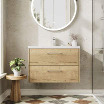 Hudson Reed Juno 800mm Wall Hung 2-Drawer Vanity Unit with 1 Tap Hole Basin