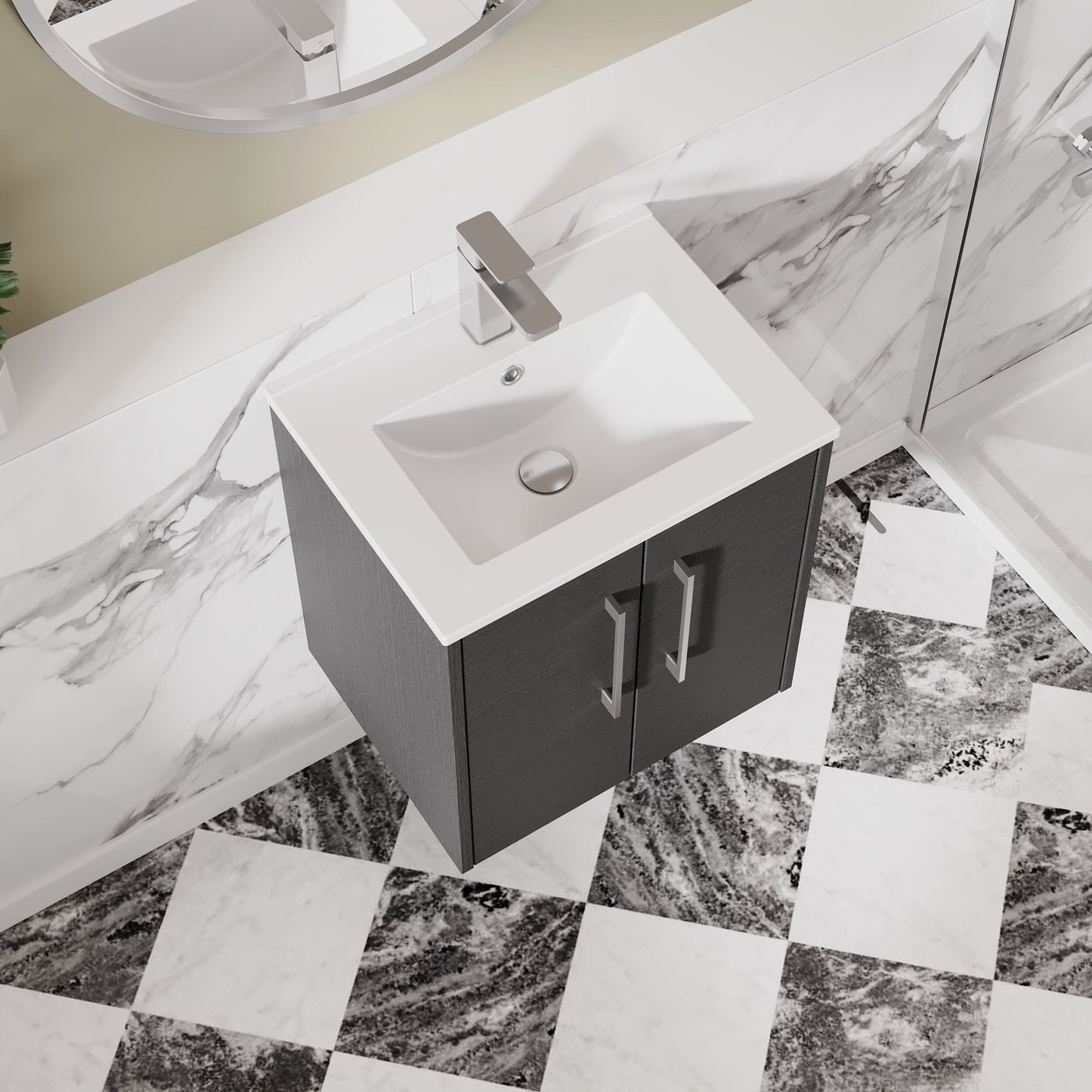 Hudson Reed Juno 500mm Wall Hung 2-Door Vanity Unit with 1 Tap Hole Basin