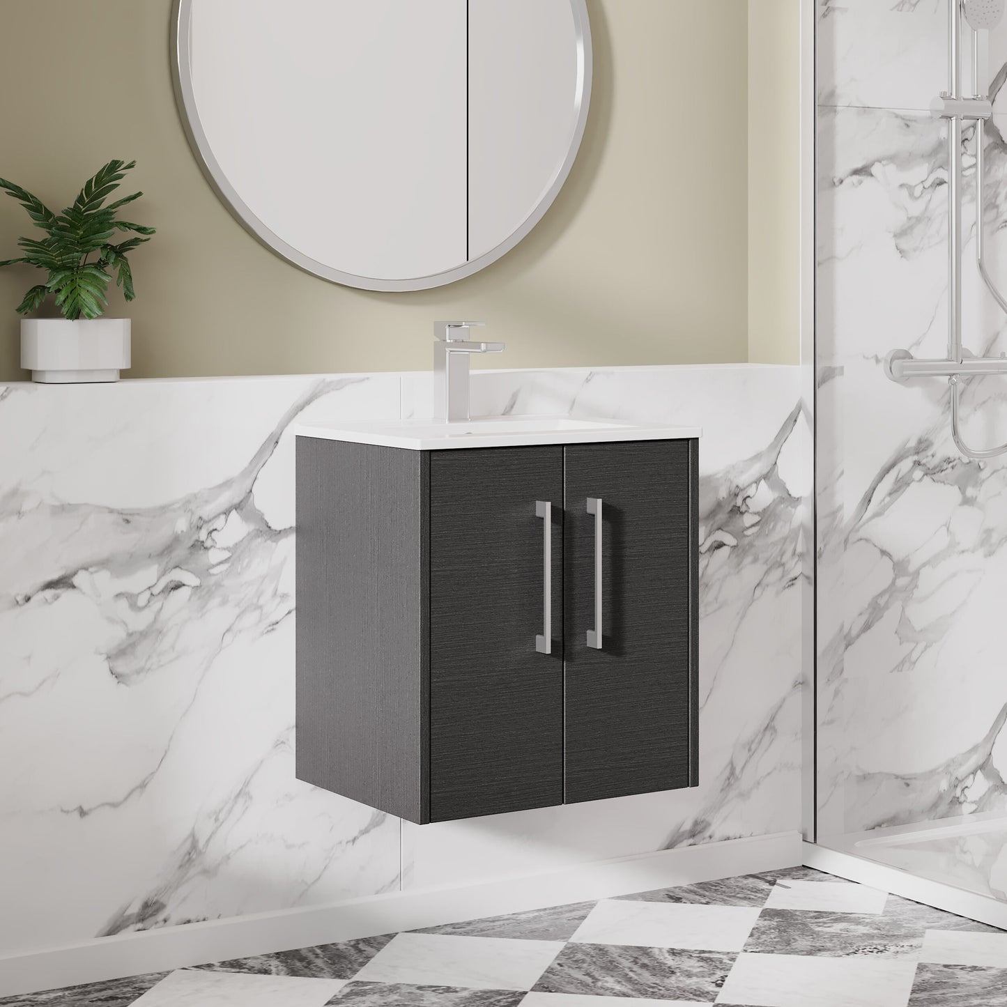 Hudson Reed Juno 500mm Wall Hung 2-Door Vanity Unit with 1 Tap Hole Basin