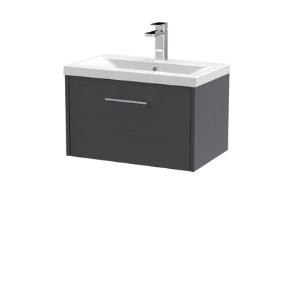 Hudson Reed Juno 600mm Graphite Grey Wall Hung Vanity Unit with Single Drawer & 1 Tap Hole Basin