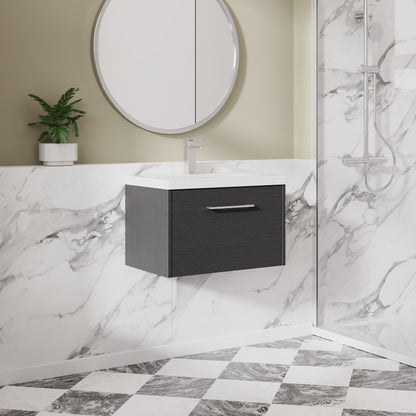Hudson Reed Juno 600mm Graphite Grey Wall Hung Vanity Unit with Single Drawer & 1 Tap Hole Basin